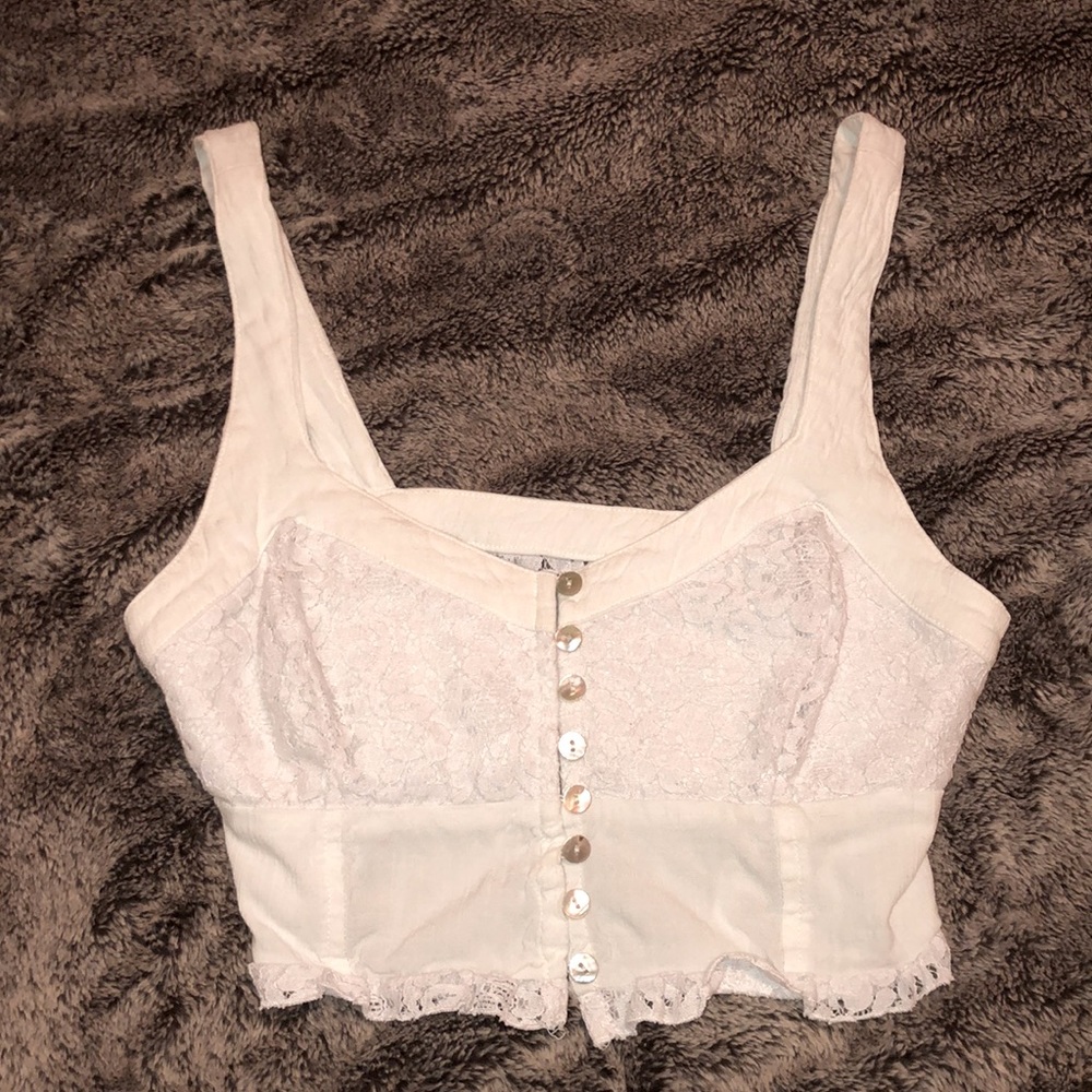 Lace crop top button up
